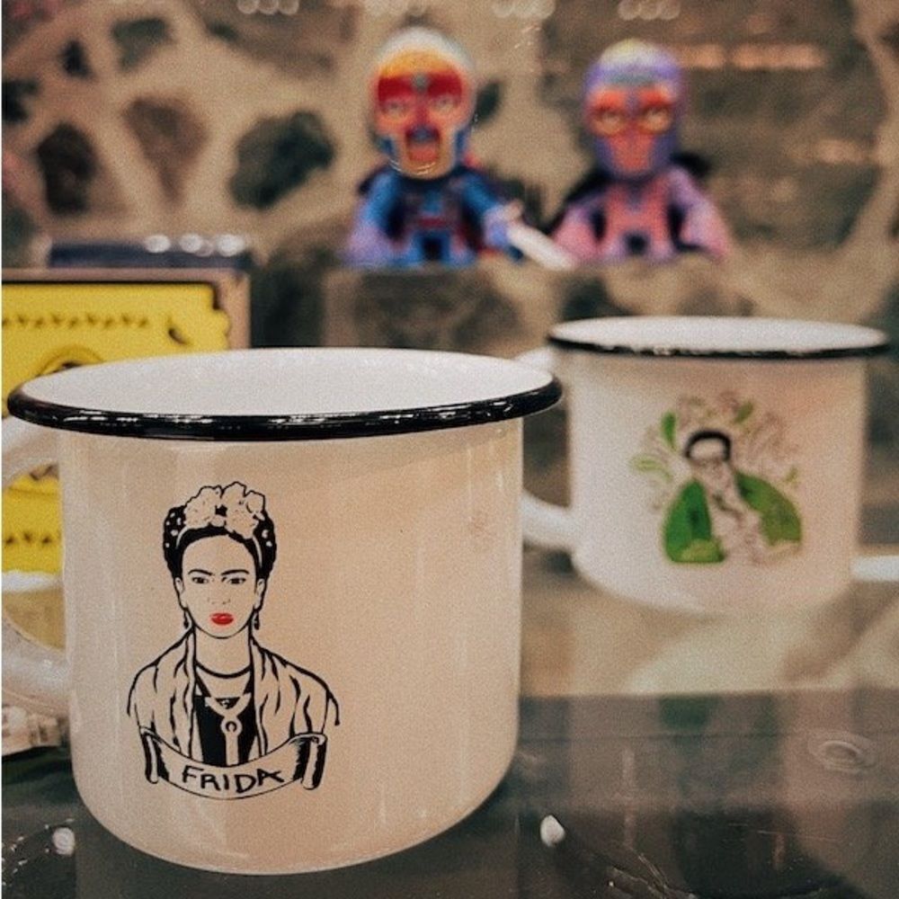 NWT Frida Kahlo Tin enamel Espresso Cup cdmx museum gift shop tourist memento